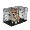 Double-Door Foldable Metal Wire Dog Crate with Divider; Medium; 30"