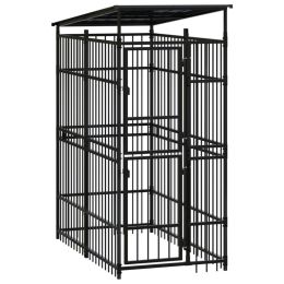 vidaXL Outdoor Dog Kennel with Roof Steel 19.8 ftÂ²