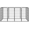 12-Panel Dog Playpen Black 19.7"x39.4" Powder-coated Steel