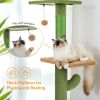 5-Level Cat Tree Cactus Style Floor to Ceiling Tower 95-107 Inches for Indoor Small Cats; Green