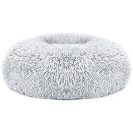 Pet Dog Bed Soft Warm Fleece Puppy Cat Bed Dog Cozy Nest Sofa Bed Cushion M Size (Color: gray)