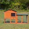 Large Wooden Rabbit Hutch Indoor and Outdoor Bunny Cage with a Removable Tray and a Waterproof Roof