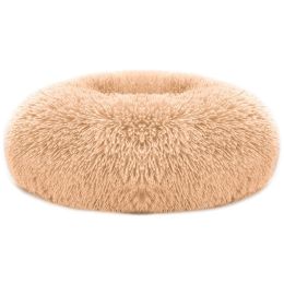 Pet Dog Bed Soft Warm Fleece Puppy Cat Bed Dog Cozy Nest Sofa Bed Cushion L Size (Color: Brown)