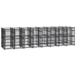 vidaXL Outdoor Dog Kennel Steel 158.8 ftÂ² (Color: Black)