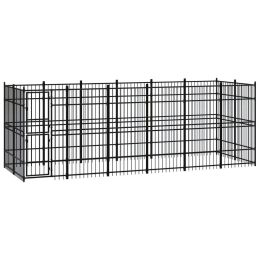 vidaXL Outdoor Dog Kennel Steel 119 ftÂ² (Color: Black)