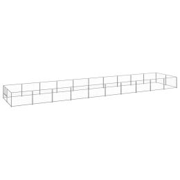 vidaXL Dog Kennel Silver 215.3 ftÂ² Steel (Color: Silver)