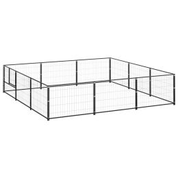 vidaXL Dog Kennel Black 96.9 ftÂ² Steel (Color: Black)