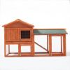 Large Wooden Rabbit Hutch Indoor and Outdoor Bunny Cage with a Removable Tray and a Waterproof Roof