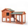 Large Wooden Rabbit Hutch Indoor and Outdoor Bunny Cage with a Removable Tray and a Waterproof Roof