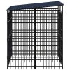 vidaXL Outdoor Dog Kennel with Roof Steel 39.7 ftÂ²