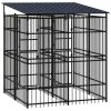 vidaXL Outdoor Dog Kennel with Roof Steel 39.7 ftÂ²