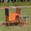 Large Wooden Rabbit Hutch Indoor and Outdoor Bunny Cage with a Removable Tray and a Waterproof Roof