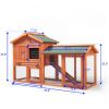 Large Wooden Rabbit Hutch Indoor and Outdoor Bunny Cage with a Removable Tray and a Waterproof Roof