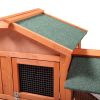 Large Wooden Rabbit Hutch Indoor and Outdoor Bunny Cage with a Removable Tray and a Waterproof Roof