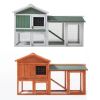 Large Wooden Rabbit Hutch Indoor and Outdoor Bunny Cage with a Removable Tray and a Waterproof Roof