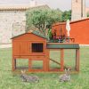 Large Wooden Rabbit Hutch Indoor and Outdoor Bunny Cage with a Removable Tray and a Waterproof Roof